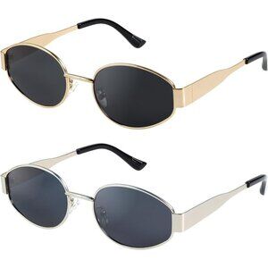 Retro Polarized Grey Silver Sunglasses UV400 Protection Oval Metal Soft Frame